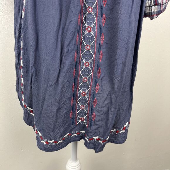 Kyla Seo Floral Embroidered Shirt XS Oversized Button Up Coastal Cowgirl Boho - Picture 15 of 15